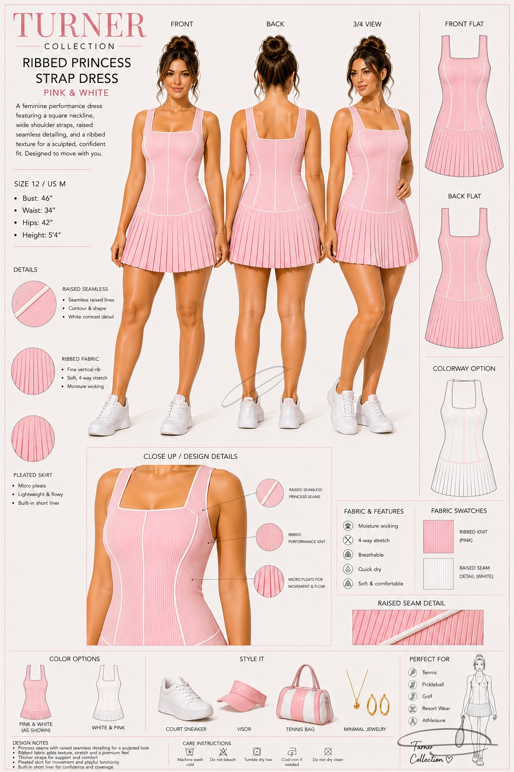 Pink ribbed princess strap dress