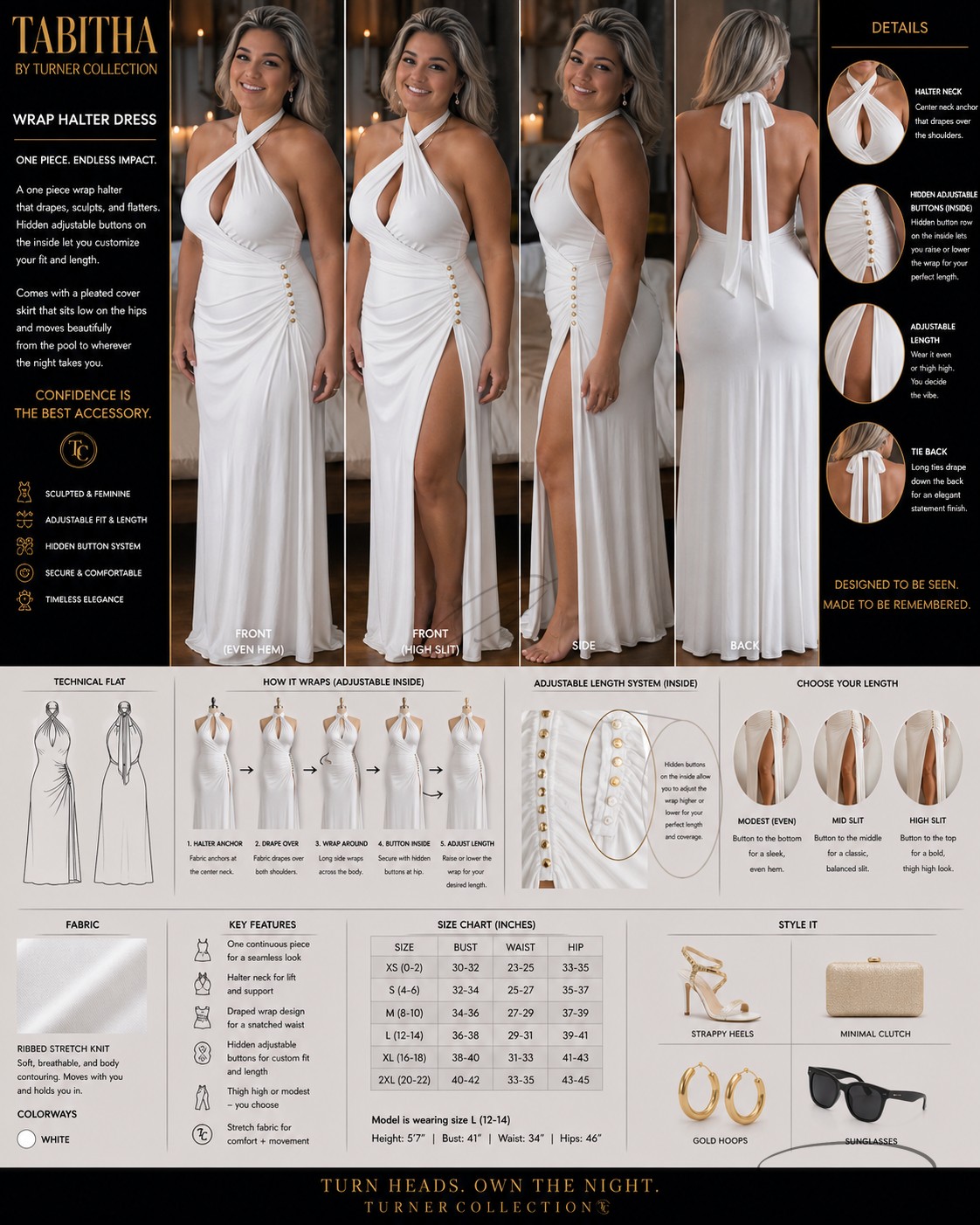 Tabitha white wrap gown