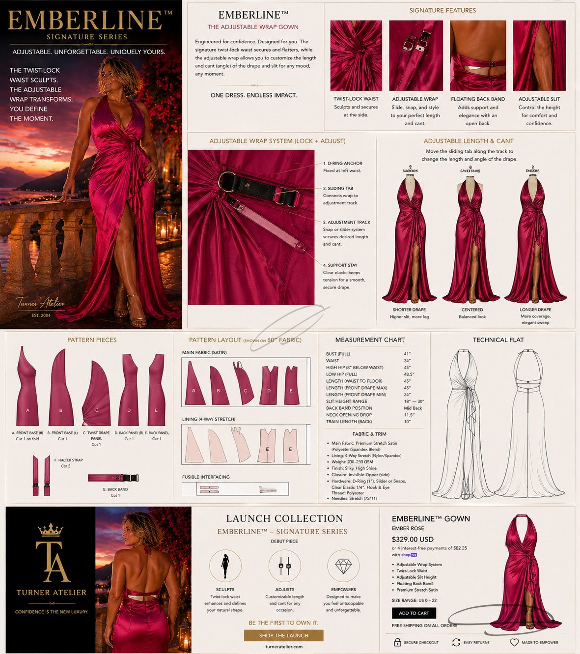 Emberline signature wrap gown